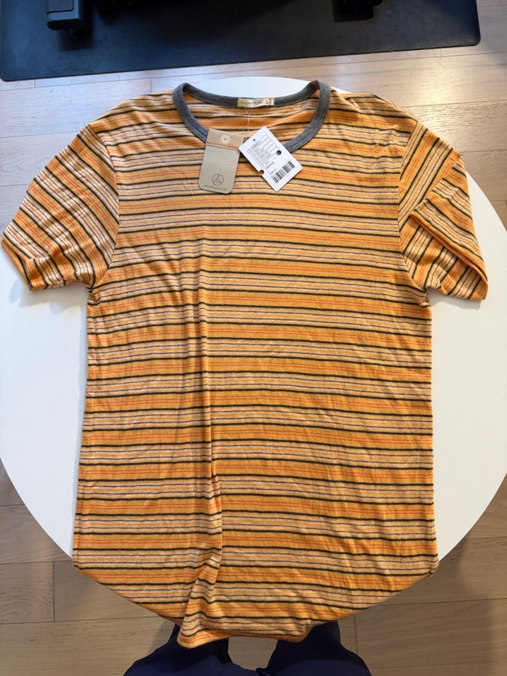 Alternative Apparel Soft Striped Orange Crewneck Men's Shirt